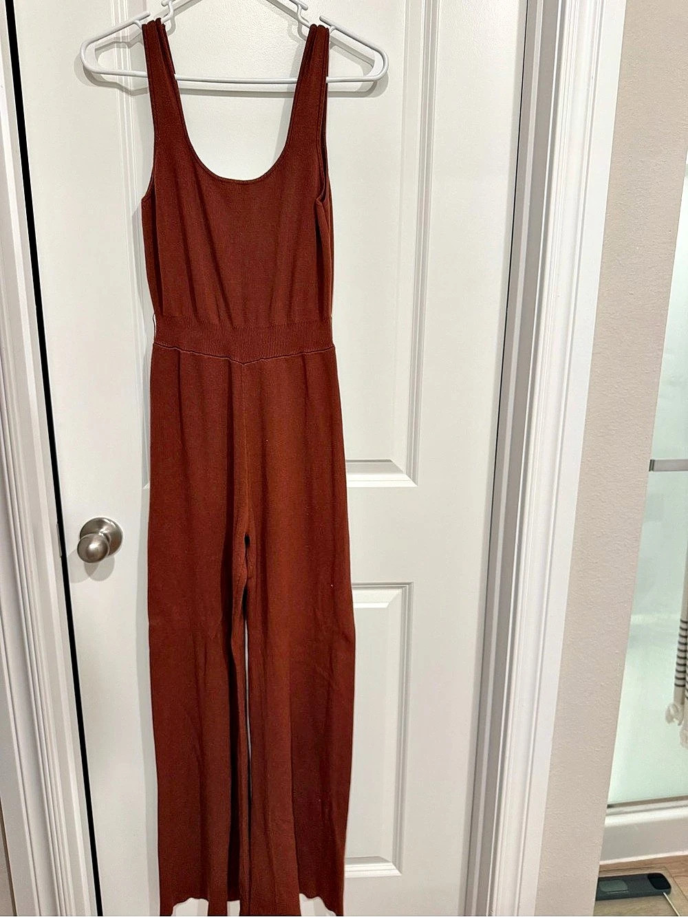 All The Ways Rust Colored Wide Leg Jumpsuit Size Medium Like New